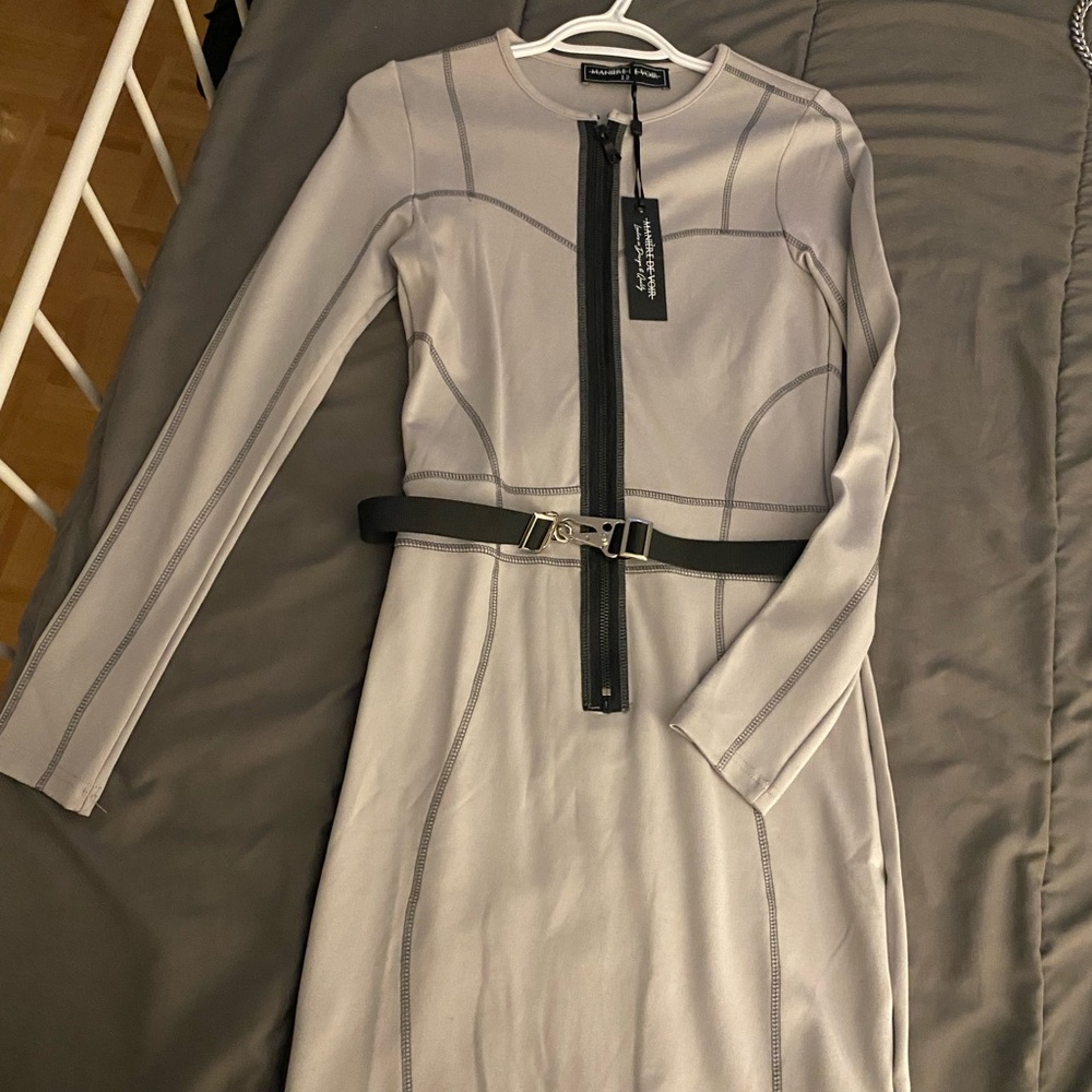 Maniere De Voir Gray Long Sleeve Dress